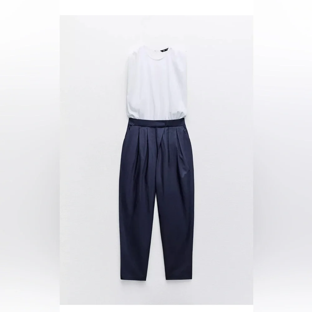 Zara mixed poplin full length jumpsuit - Picture 1 of 1